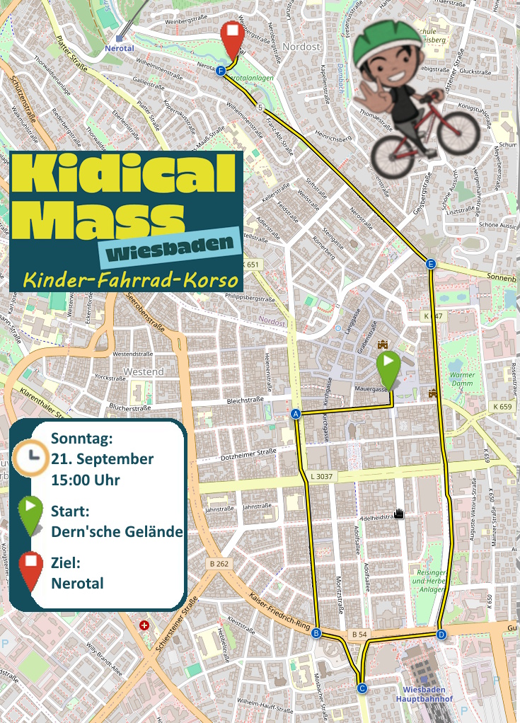 Route der 16. Kidical Mass Wiesbaden